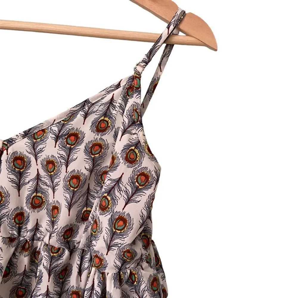 Anthropologie Oat + Fawn Tiered Peacock Mini Dress in Size Medium